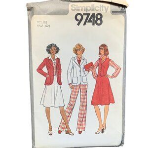 Simplicity 9748 Sewing Pattern Womens Jacket Skirt Pant Vest Size 18 1/2 uncut